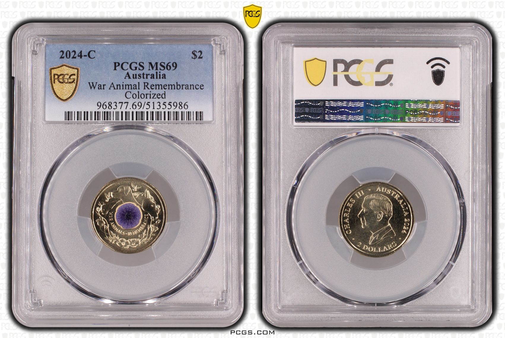 War Animal Remembrance Colorized, Two Dollar, 2024-C, PCGS MS69