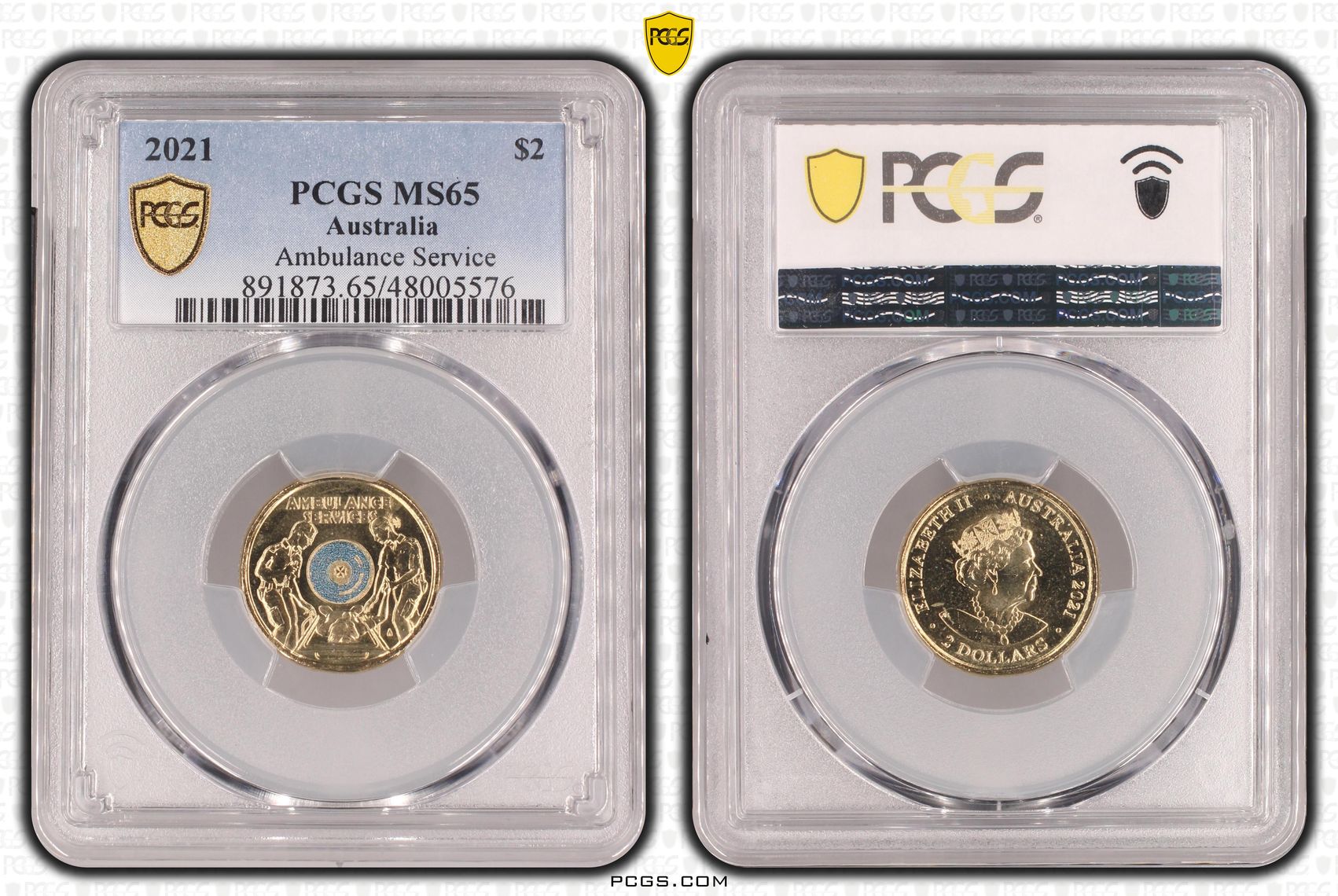 Ambulance Service - Colorized, Two Dollar, 2021, PCGS MS65