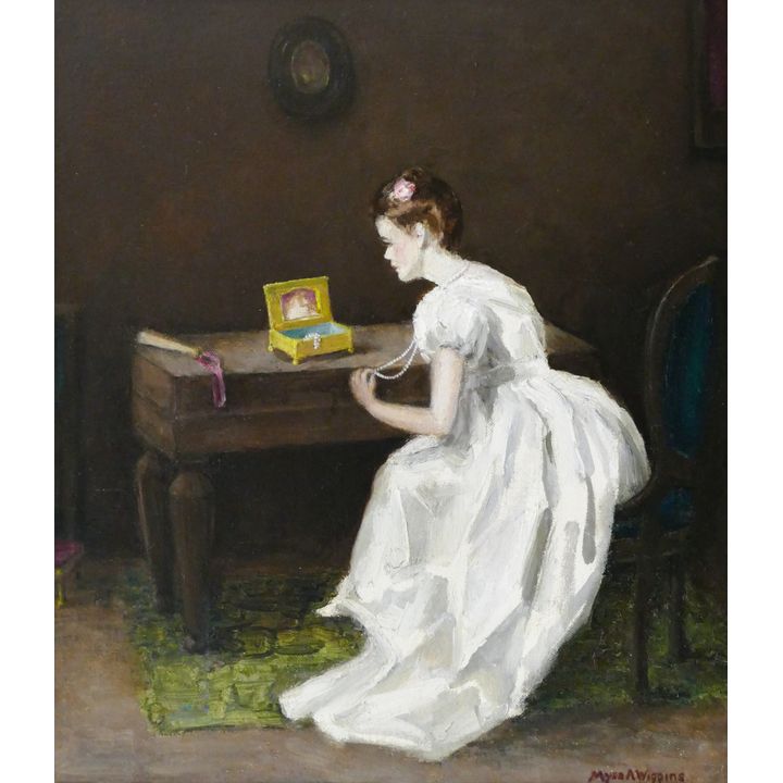 Myra Wiggins ''Her Wedding Pearls'' 1920's Oil