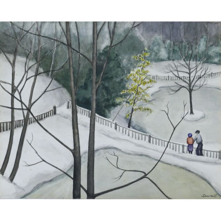 Edward Sewall ''Winter in Washington Park'' 1940 Watercolor
