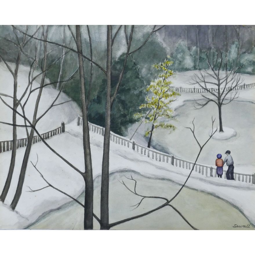 Edward Sewall ''Winter in Washington Park'' 1940 Watercolor