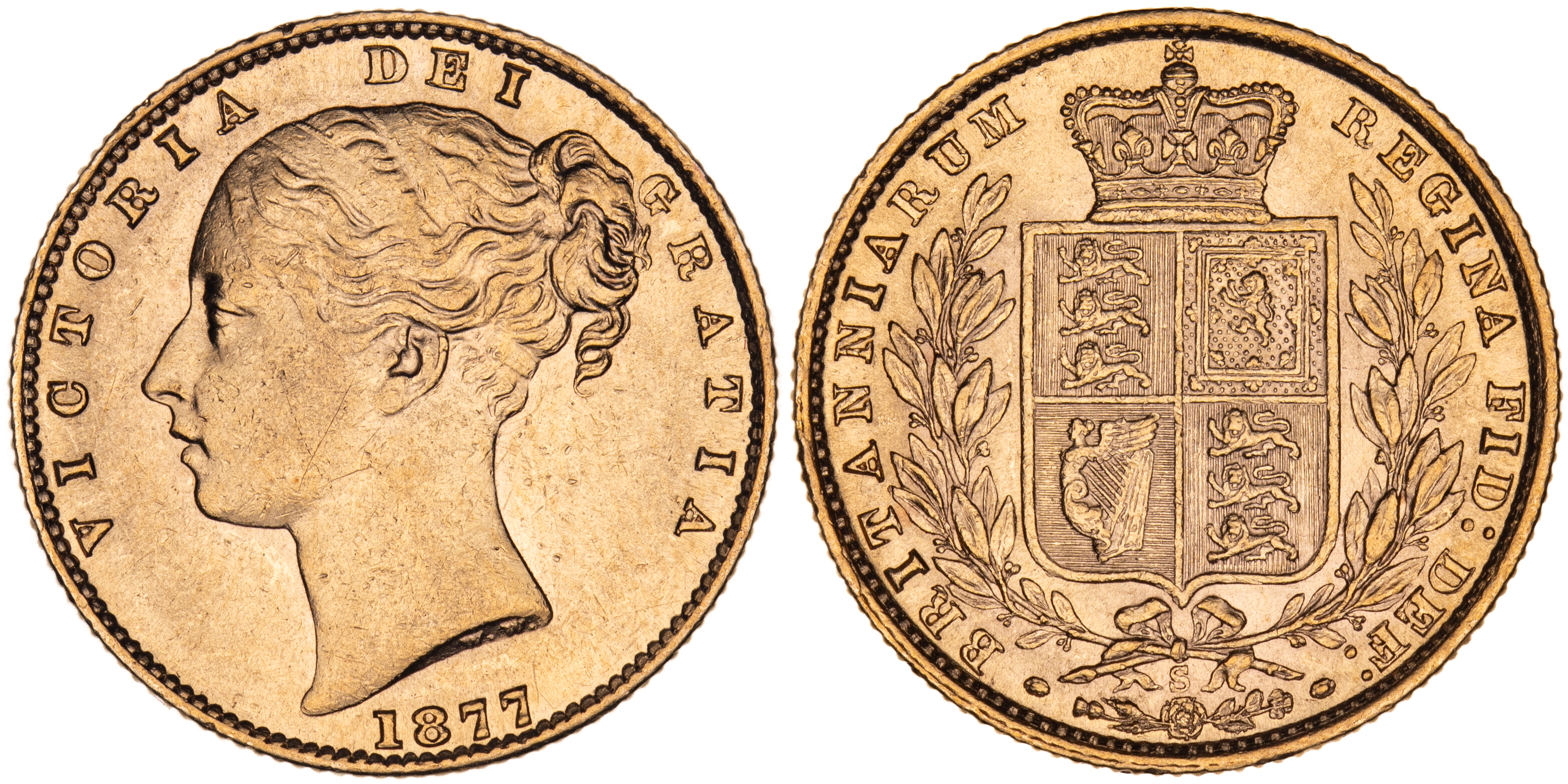 Victoria, Sovereign, 1877-S, EF