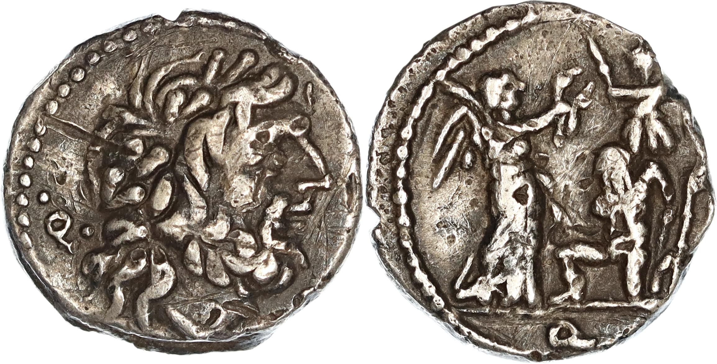Roman Republic, C. Fundanius, Silver Quinarius, 101 BC, nVF