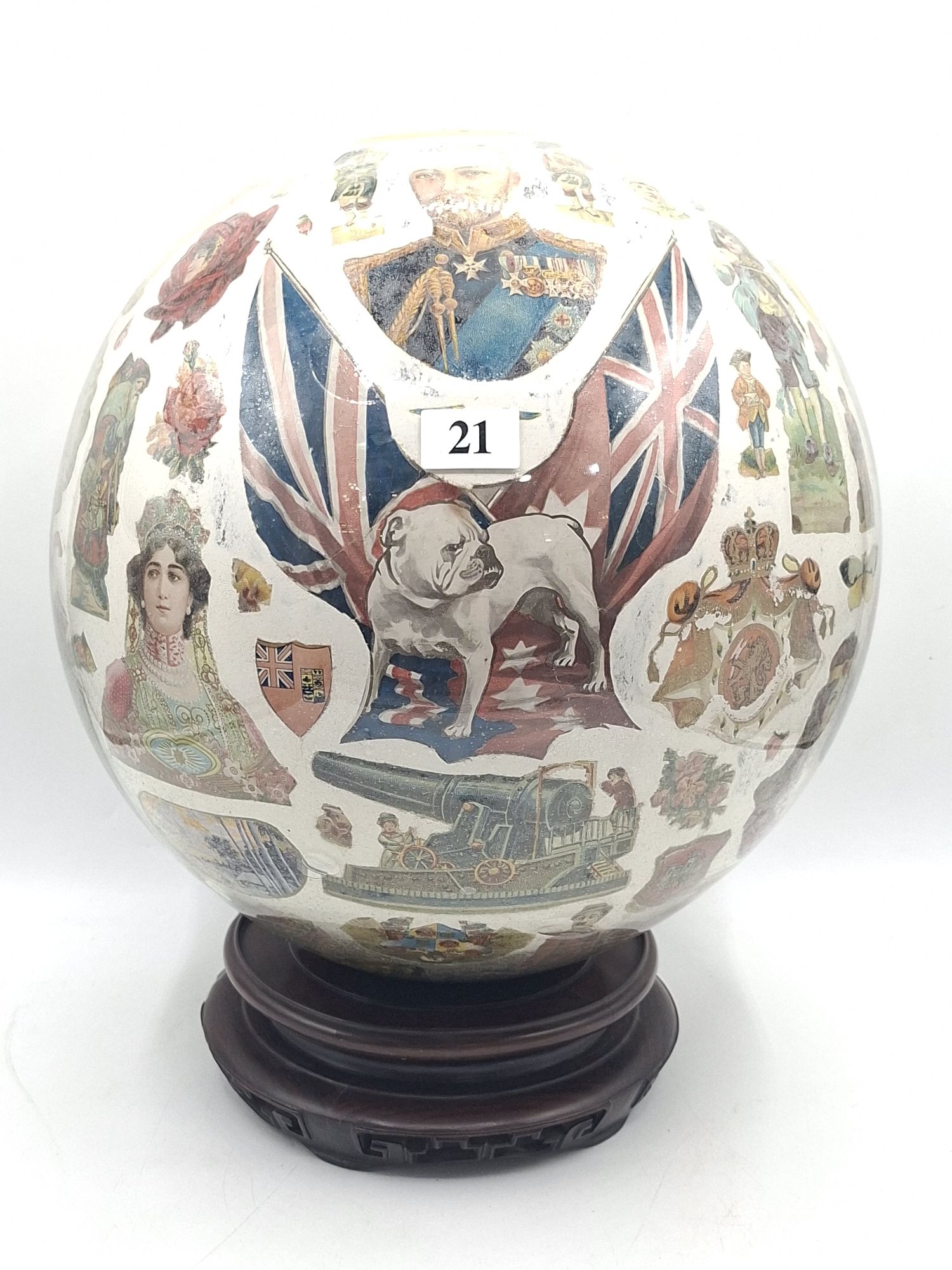 Antique Decoupage Glazed Ball