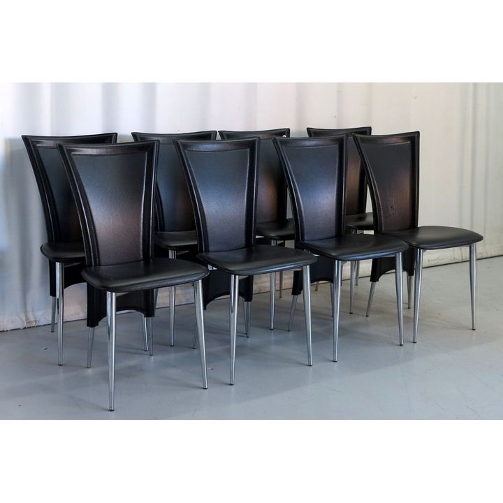 SET OF 8 LEATHER UPHOLSTERED DINING CHAIRS