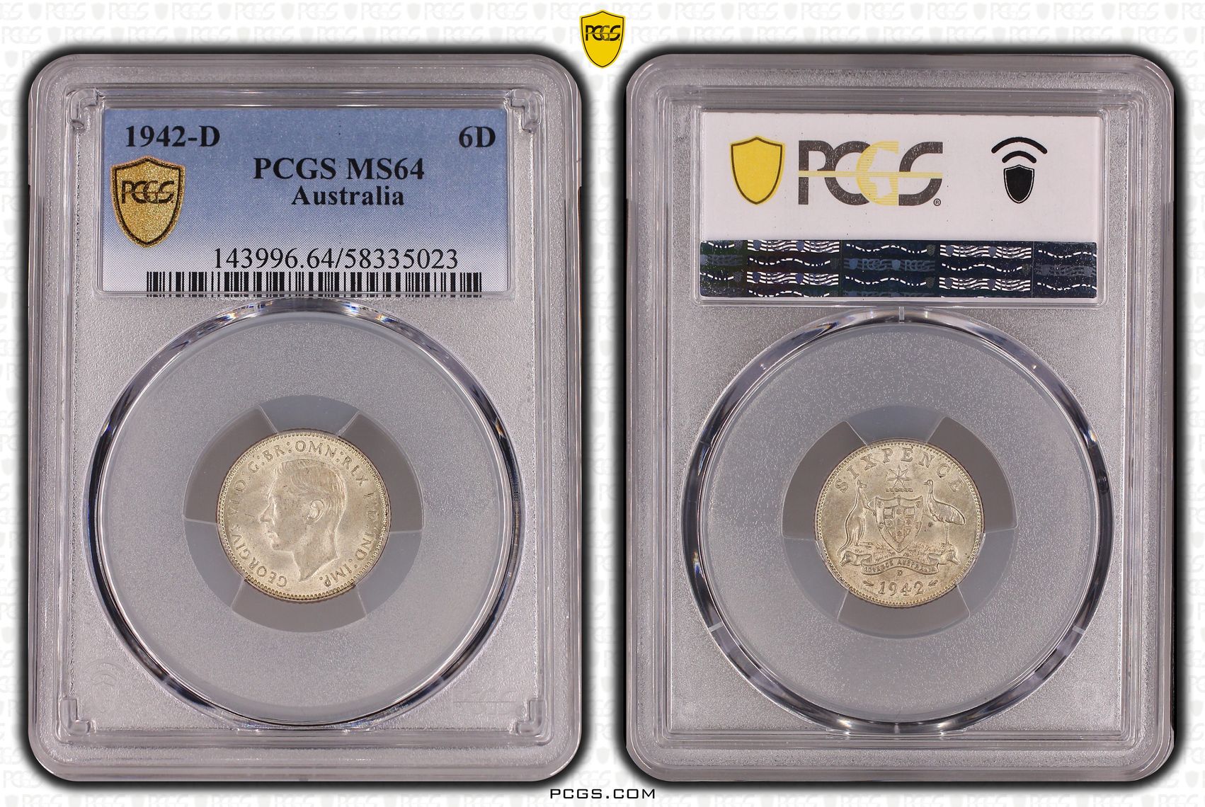George VI, Sixpence, 1942-D, PCGS MS64