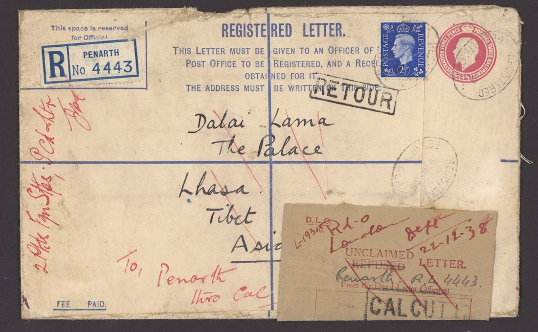 Tibet Dalai Lama Mail Fourteenth Dalai Lama Incoming Mail 1938 (9 Nov ...