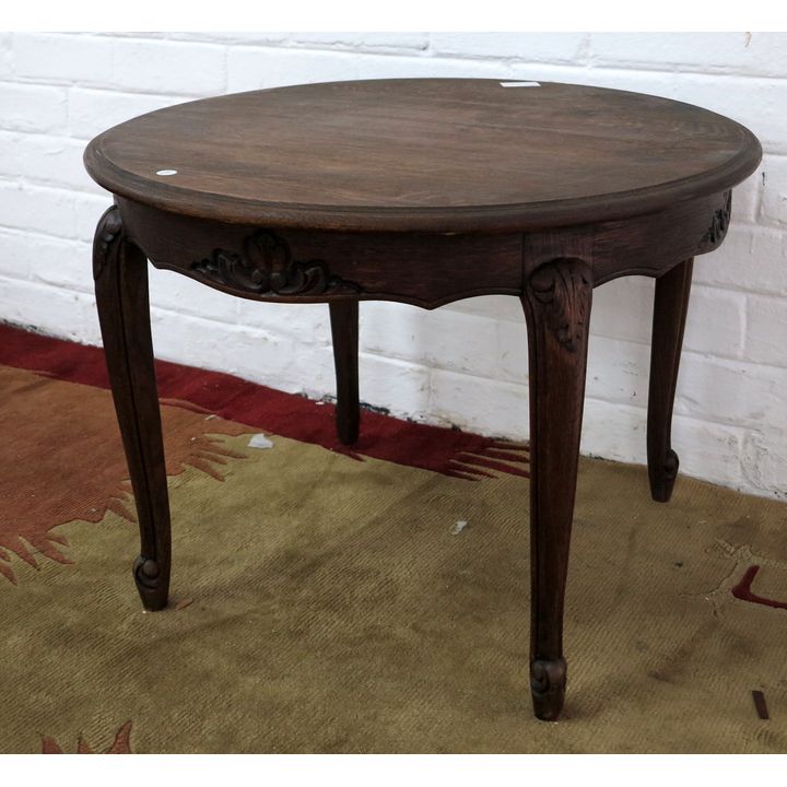 BELGIAN CARVED OAK COFFEE TABLE