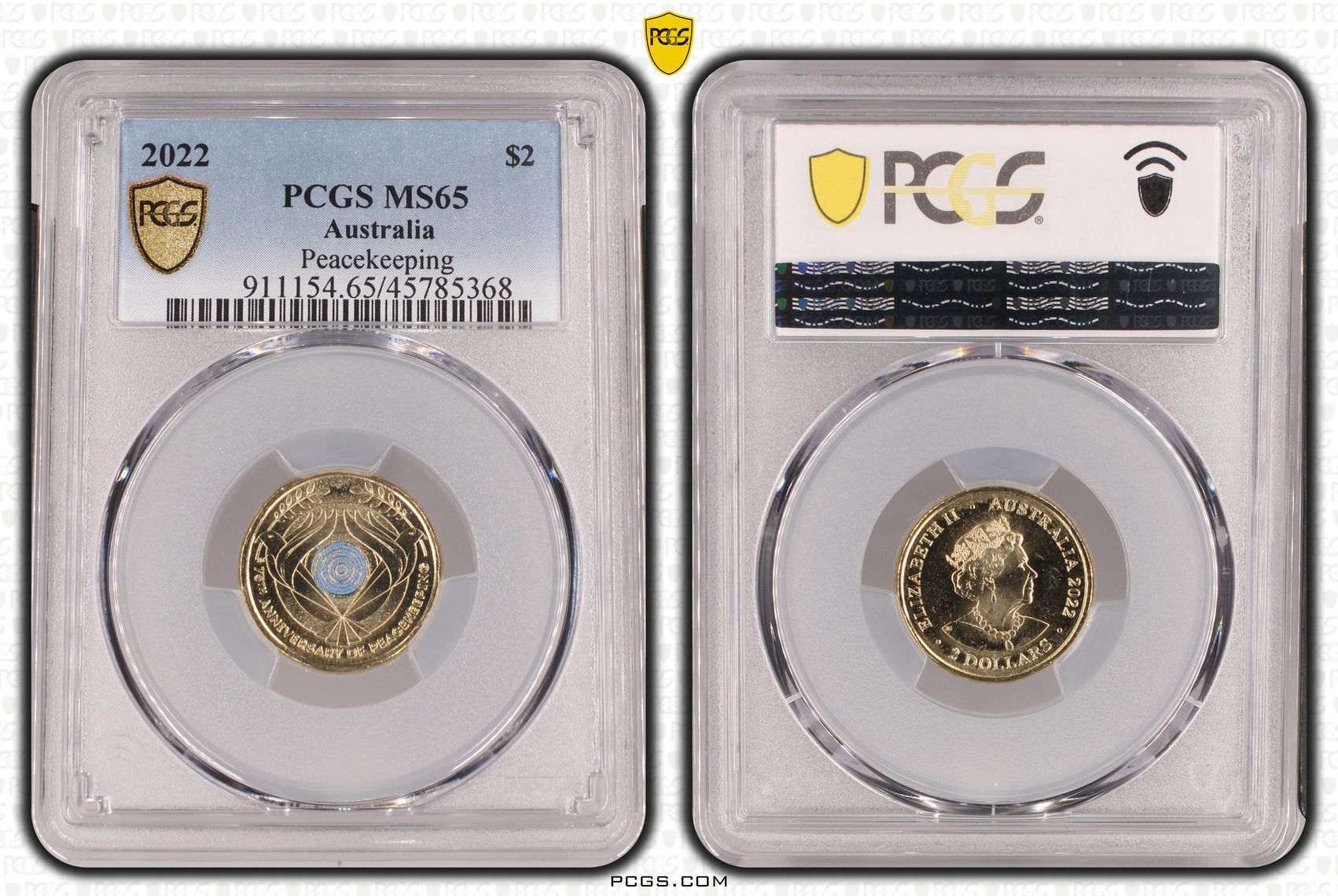 Elizabeth II, Peacekeeping - Colorized, Two Dollar, 2022, PCGS MS65