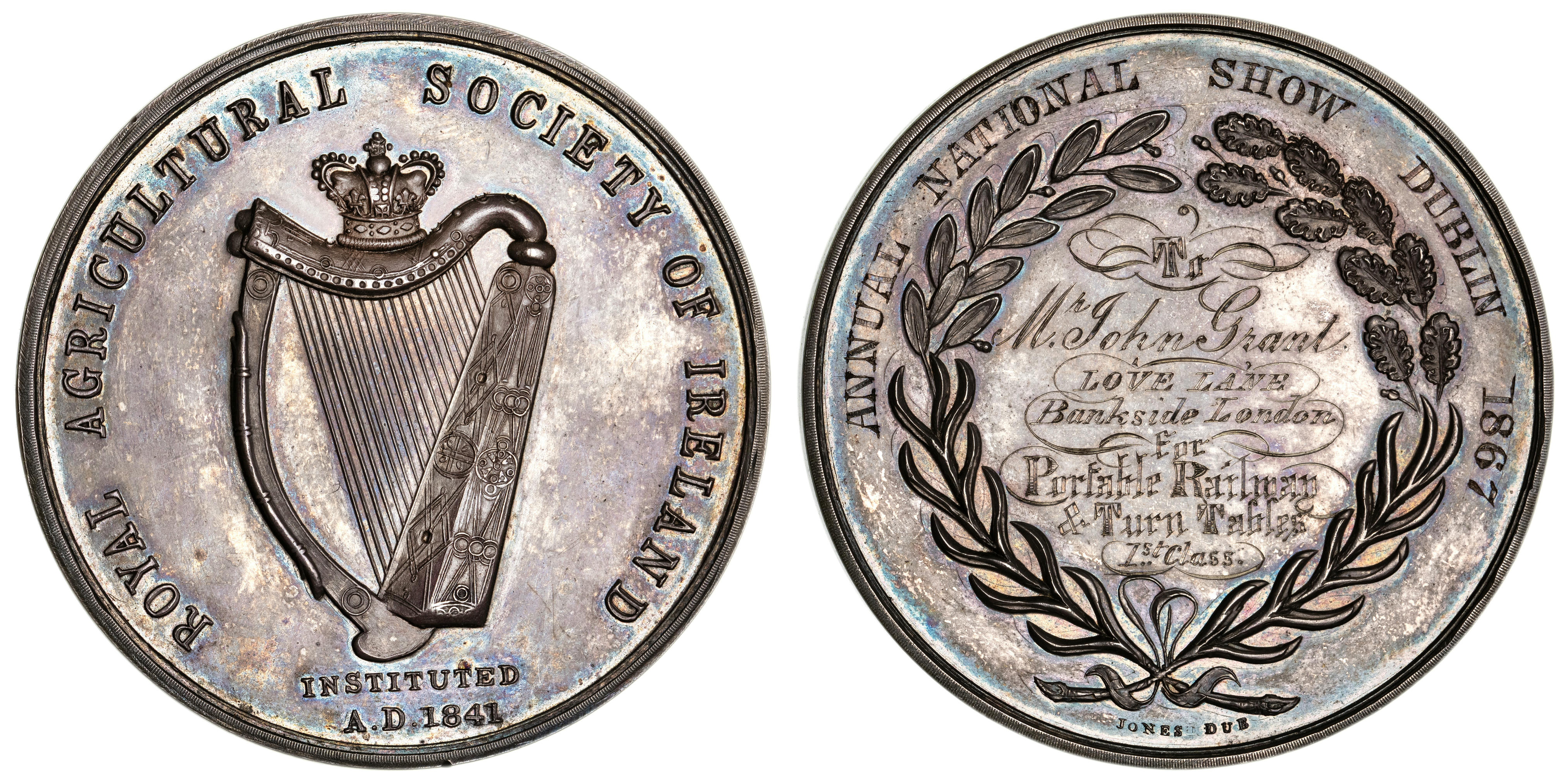 Ireland, Royal Agricultural Society Prize Medal in Silver, 1862