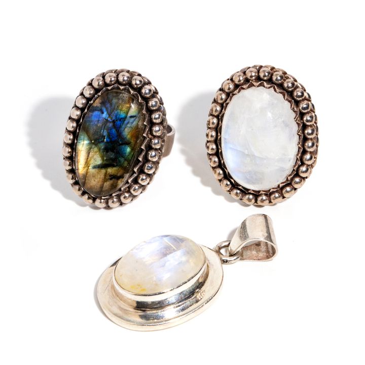 Three Piece Moonstone & Labradorite Lot