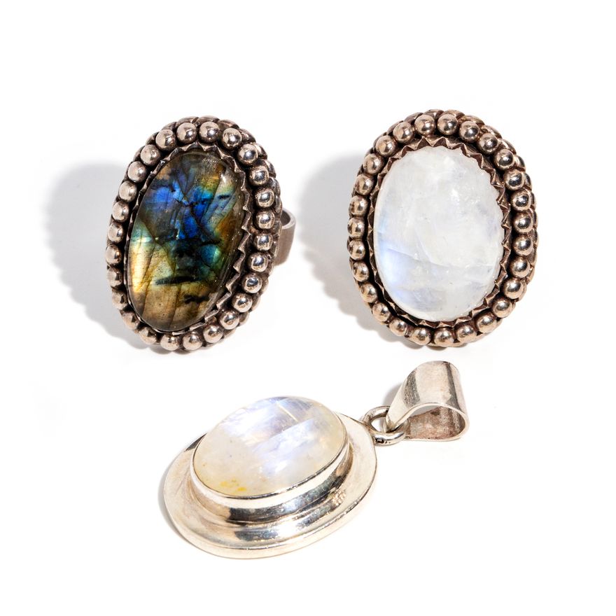 Three Piece Moonstone & Labradorite Lot