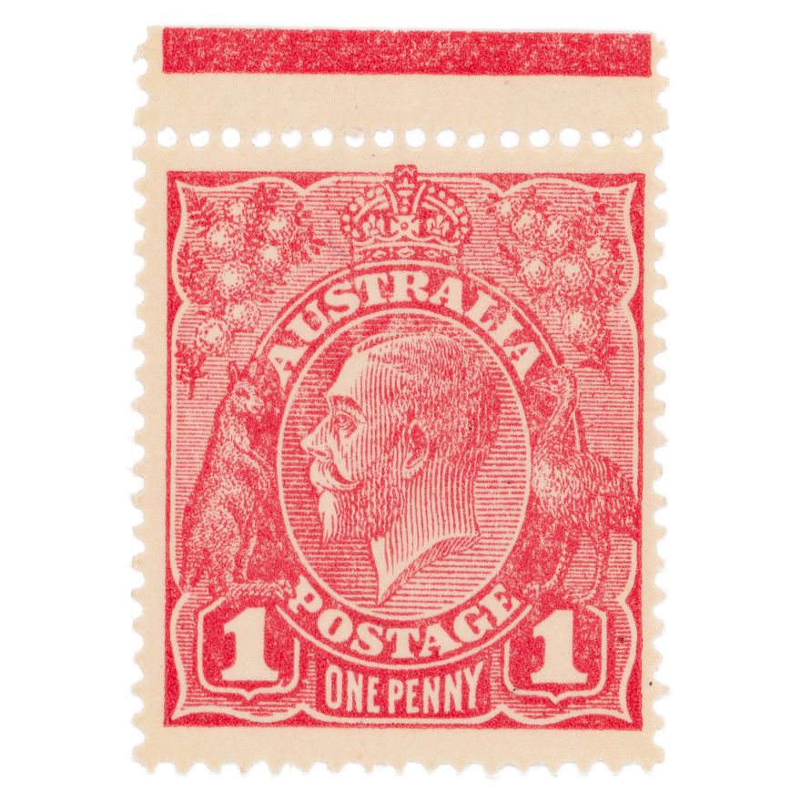 George V, Carmine Red - Die 2, One Penny, 1914,