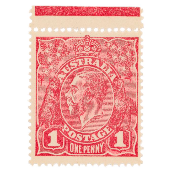 George V, Carmine Red - Die 2, One Penny, 1914,