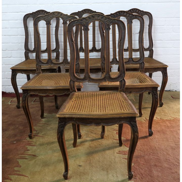SET OF 6 BELGIAN OAK DINING CHAIRS