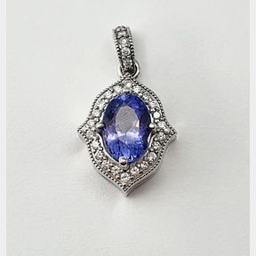 HUGE 4.480CTS TANZANITE + 0.440CTS DIAMONDS COLOUR H/I LCARITY VS/SI IN 18CT 12.9GRAM WHITE GOLD PENDANT - 51624/75