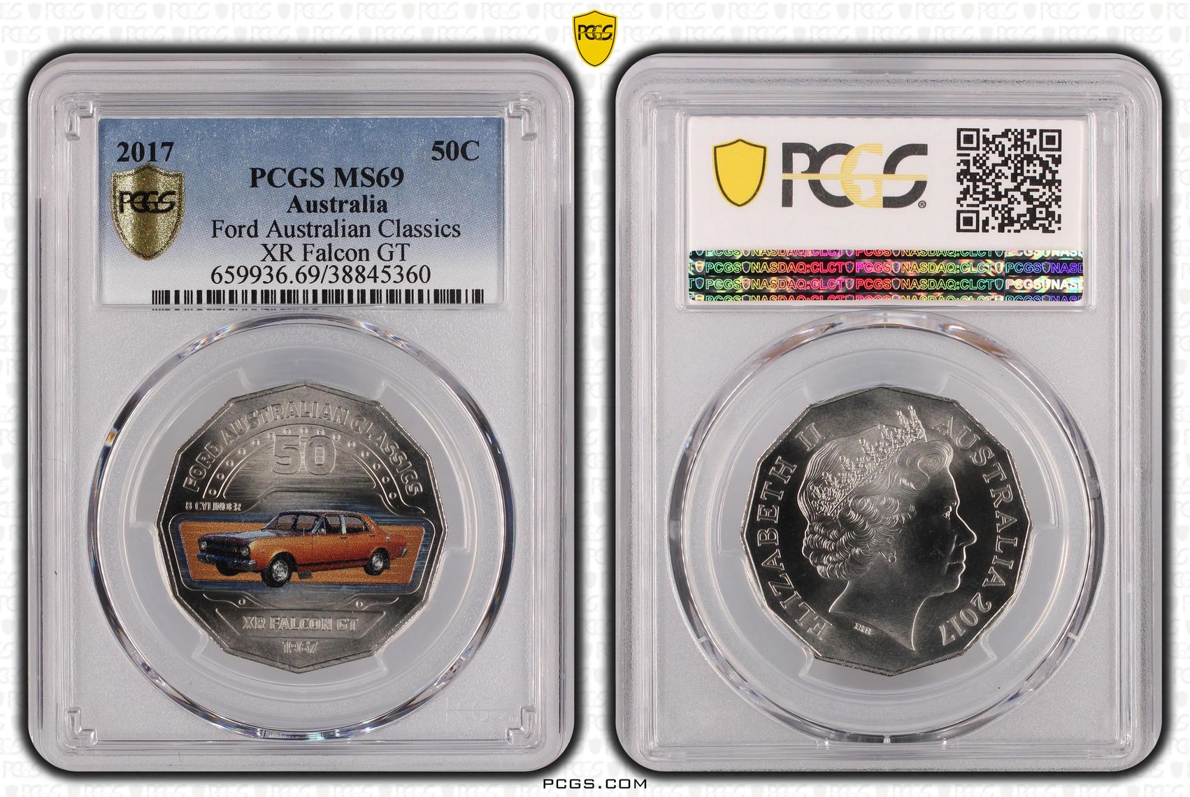 2017 Australia Fifty Cent, 50c Ford Australian Classics - XR Falcon GT PCGS - MS69 -360