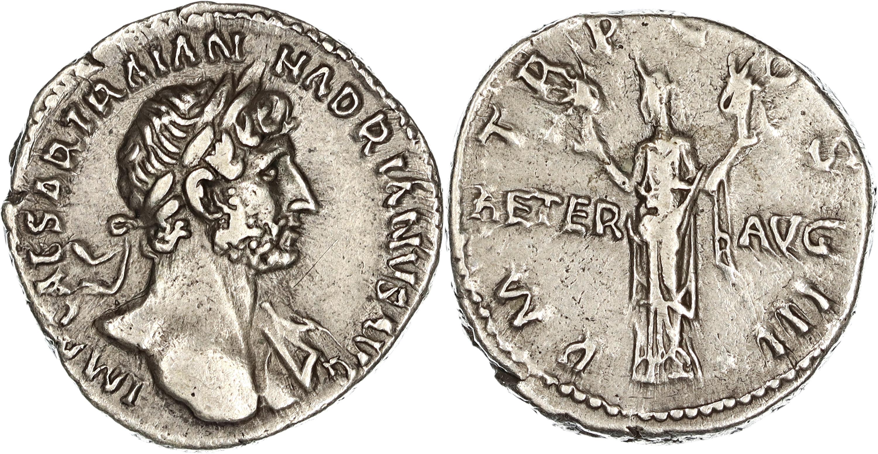 Roman Empire, Hadrian, Silver Denarius, 119-122 AD, VF