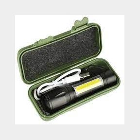 Mini Alloy USB Rechargeable Torch Flashlight with Zoom Side Light - 3 Set | PK 51695/824 SB (20)