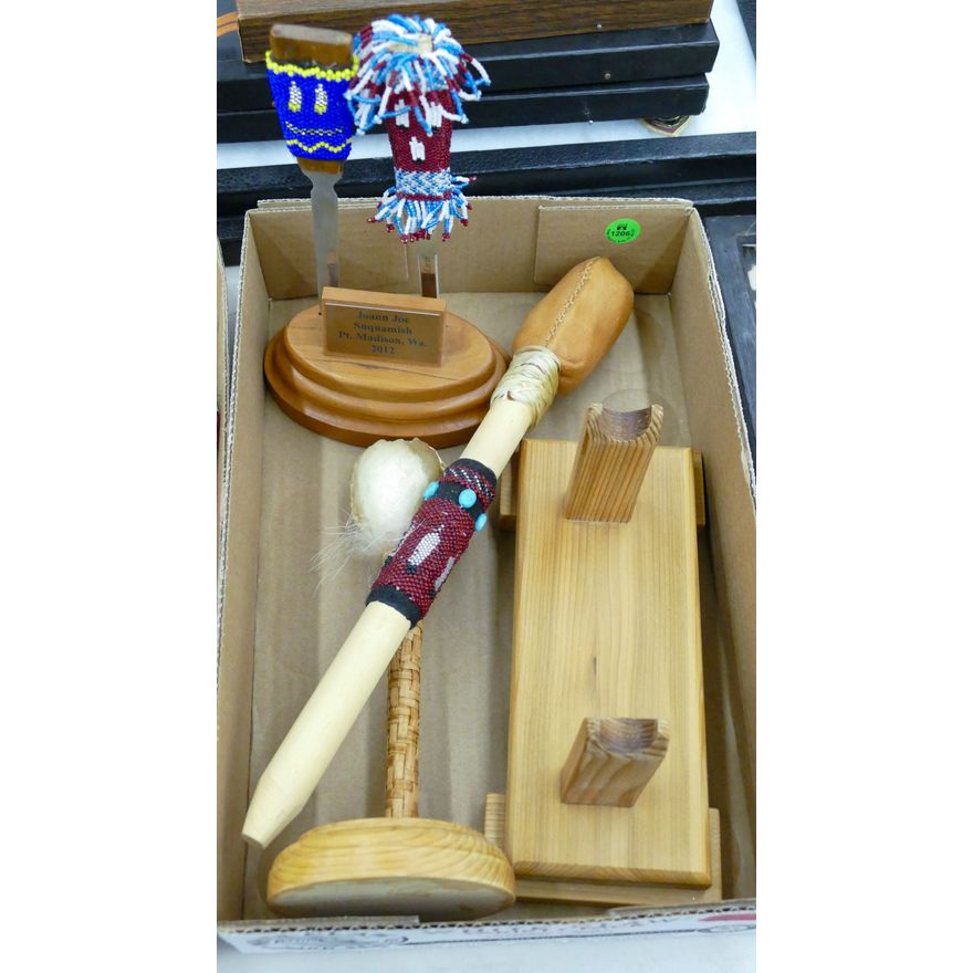 Box Native Beaded & Leather Rattles