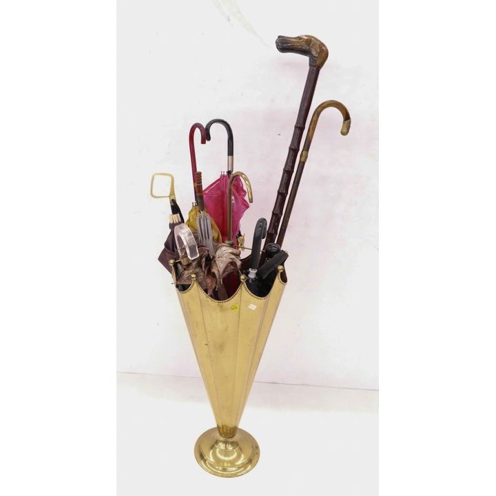 Vintage Umbrella Collection in Brass Stand- 10pc (29'')