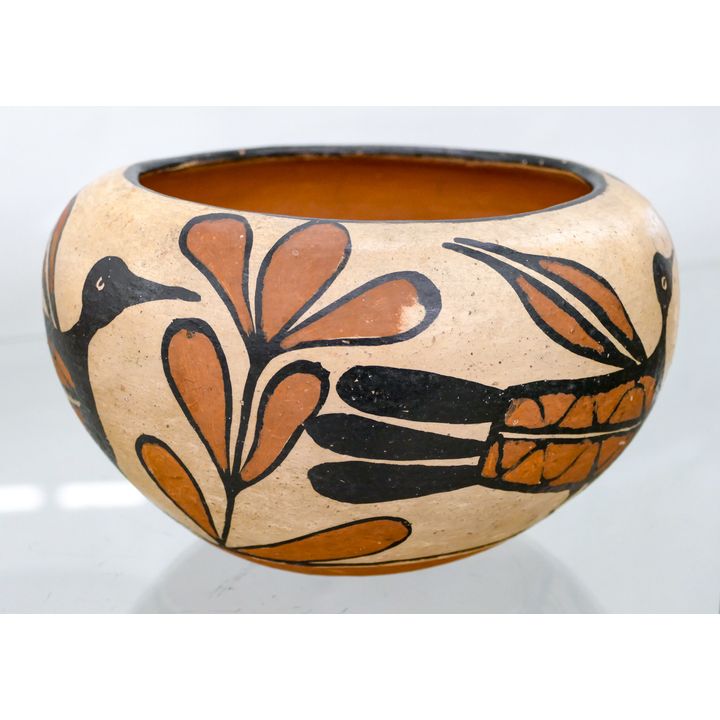 Old Santa Domingo Polcyhrome Ceramic Bird Bowl 8''