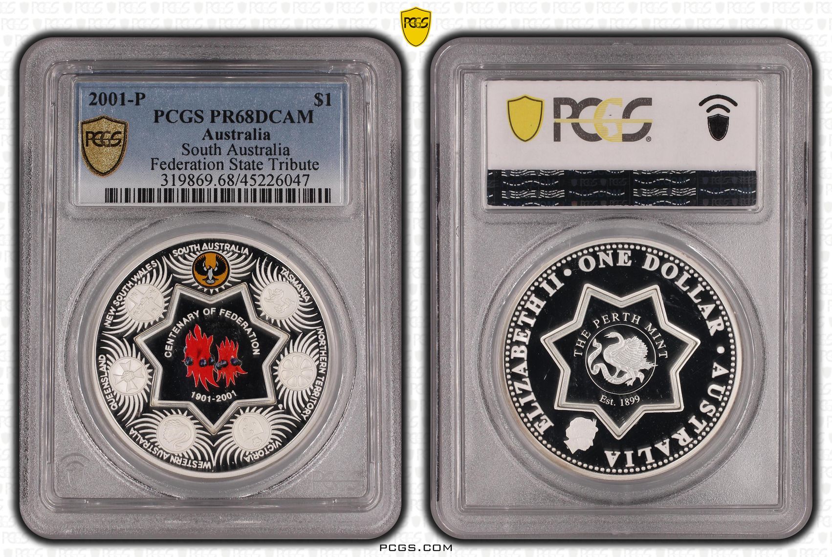 2001-P Australia One Dollar, $1 Proof South Australia PCGS - PR68DCAM POP 1/0 -047
