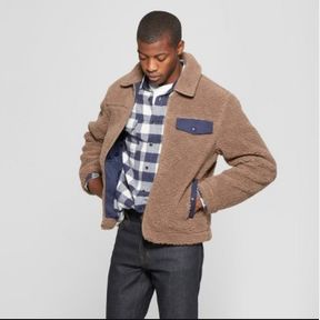 MEN'S FAUX FUR JACKET - GOODFELLOW & CO™ MOCHA SZ 2XL