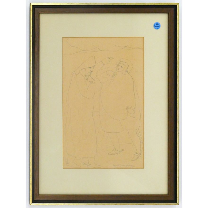 Ernst Josephson ''Theater Figures'' Graphite Drawing