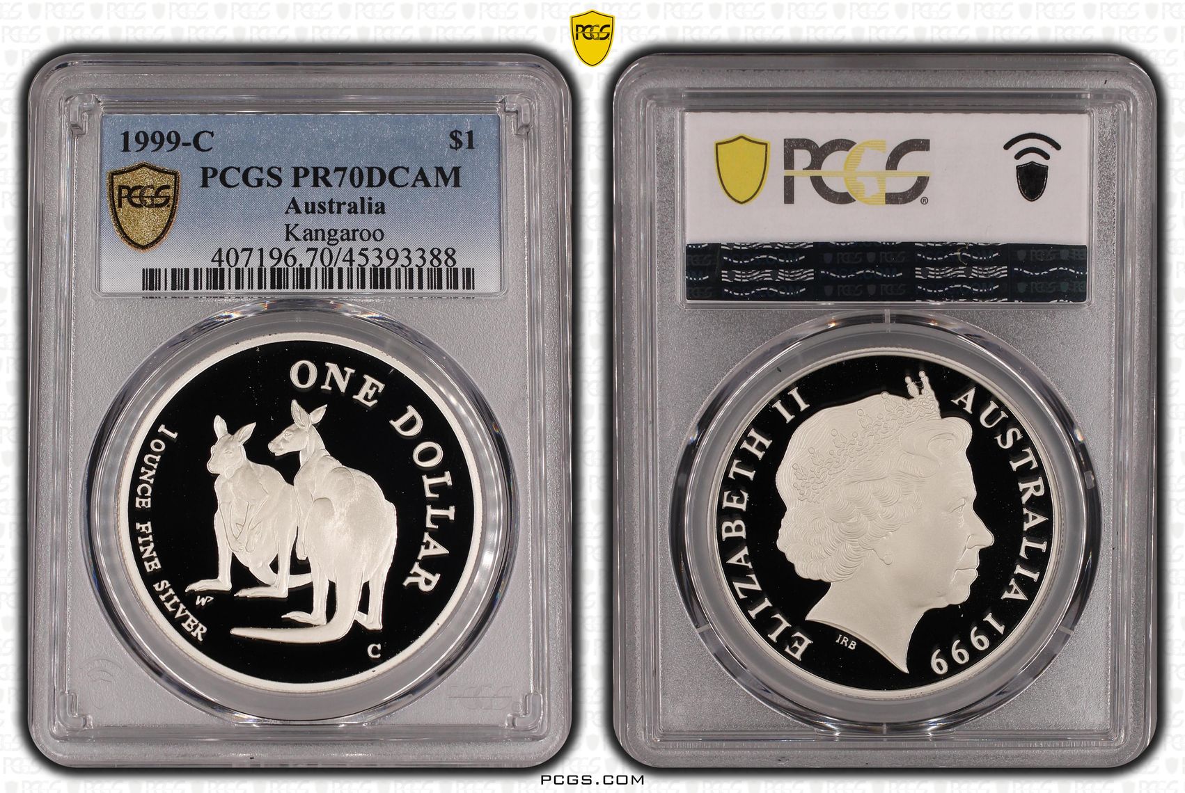 Elizabeth II, Silver 1oz Kangaroo, One Dollar, 1999, PCGS PR 70DCAM