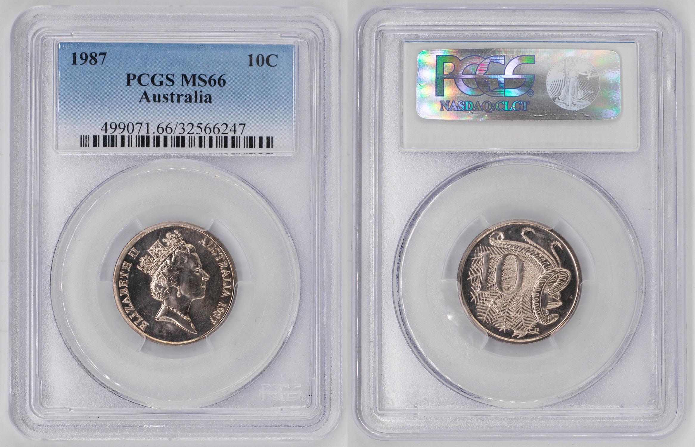 Elizabeth II, Ten Cent, 1987, PCGS MS66