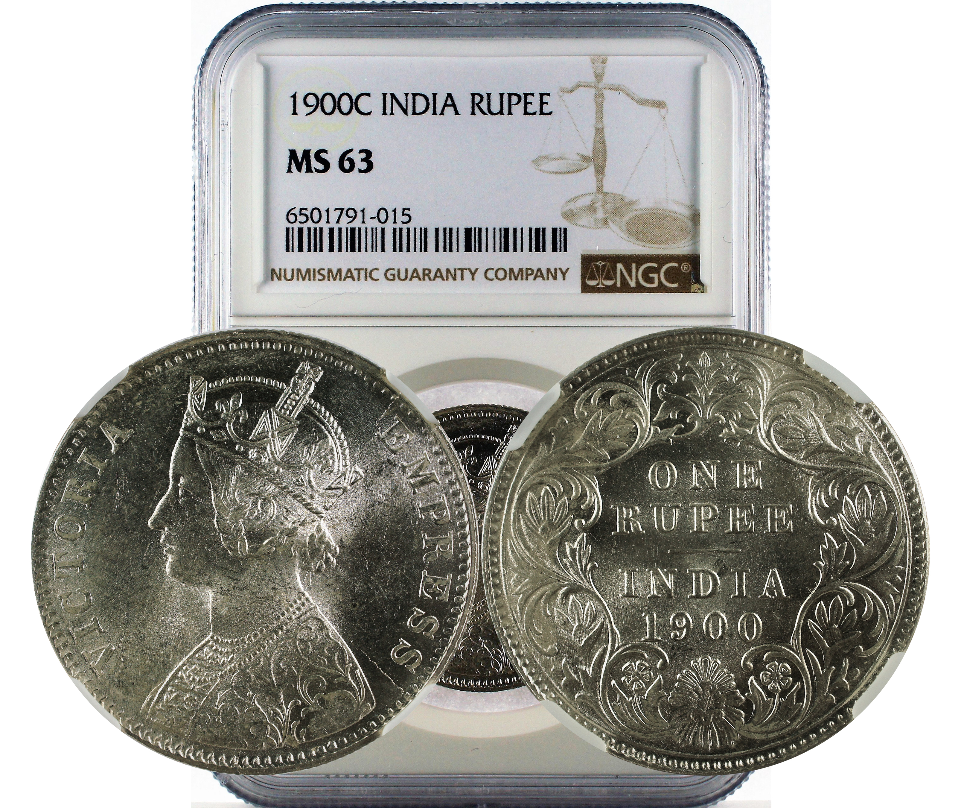 1900C INDIA RUPEE MS 63