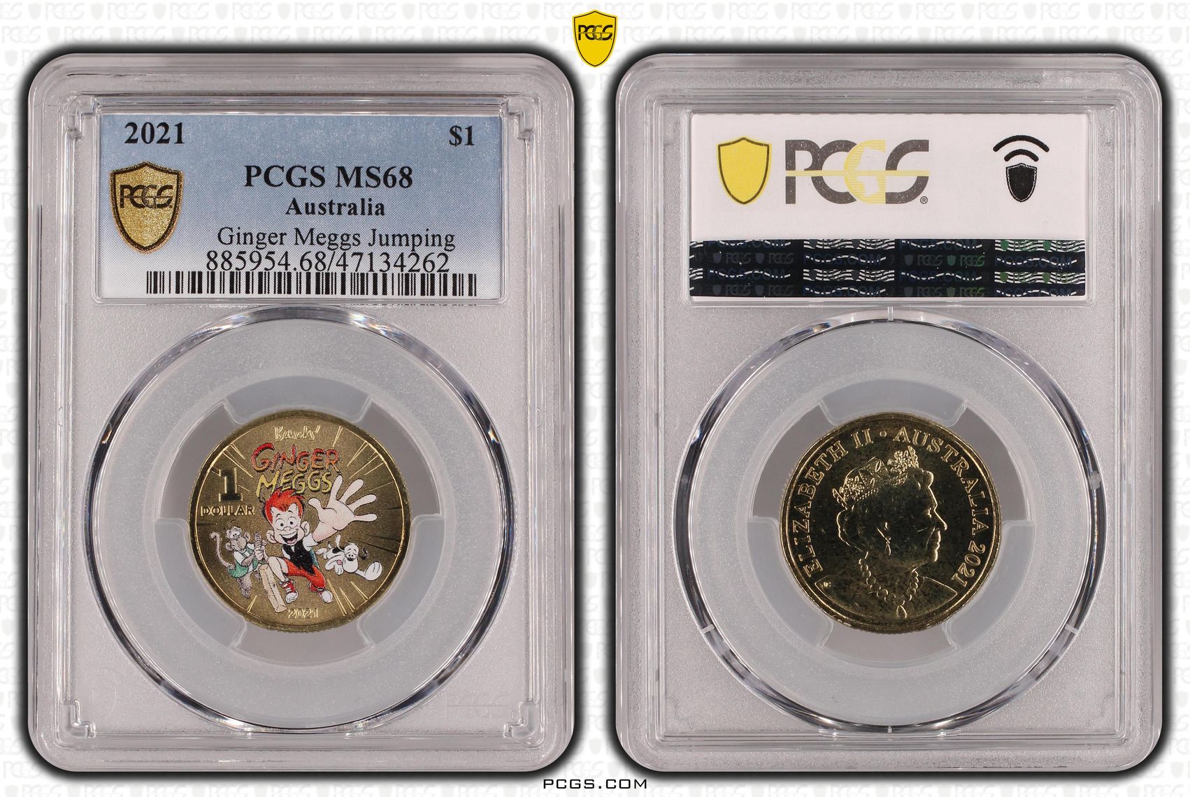 Ginger Meggs Jumping , One Dollar, 2021, PCGS MS68