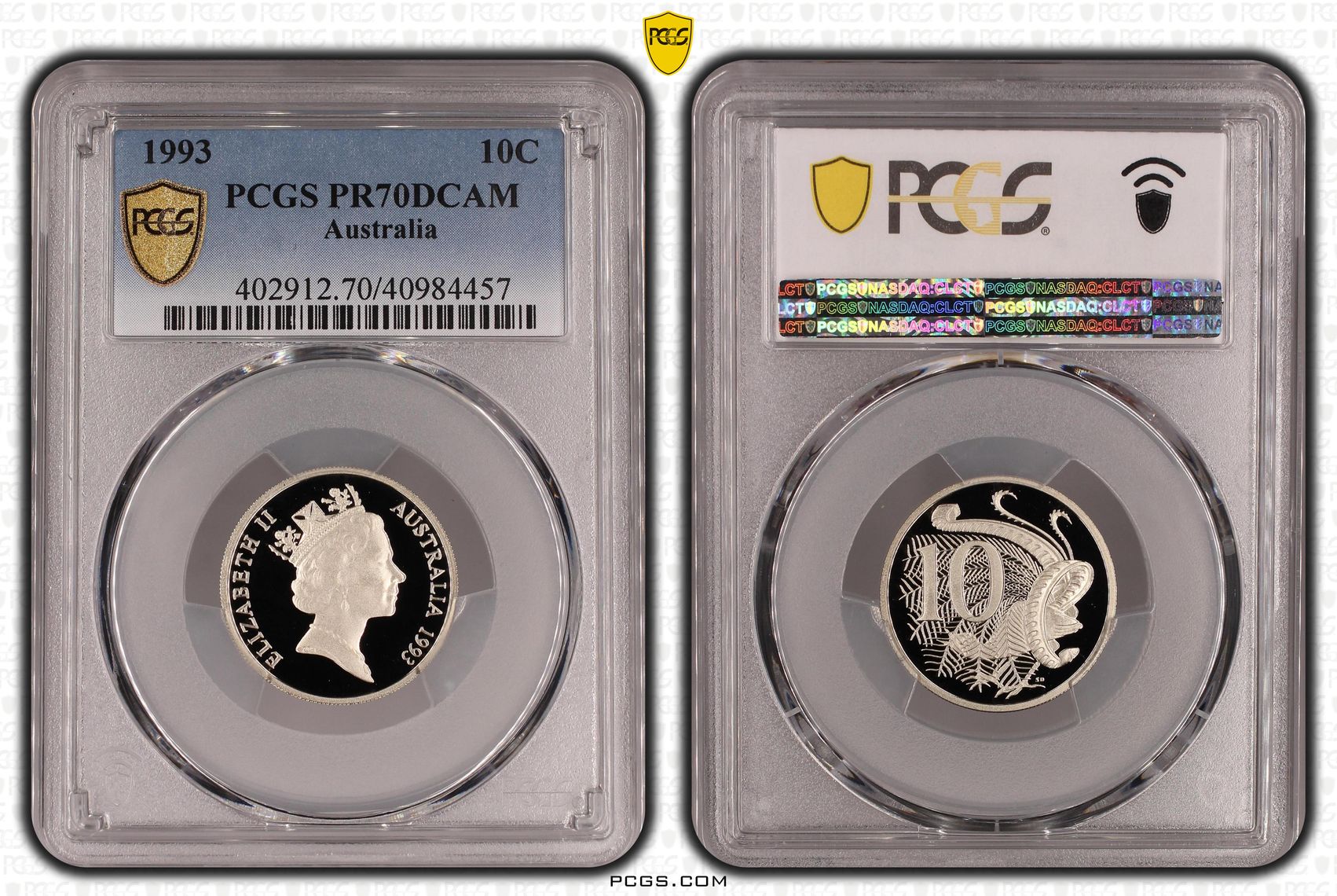 129 · 1993 Australia Ten Cent, 10c PCGS - PR70DCAM POP 36/0 -457