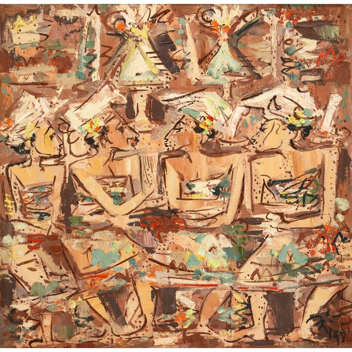 Nyoman Gunarsa ''Four Balinese Dancers'' 1980 Oil