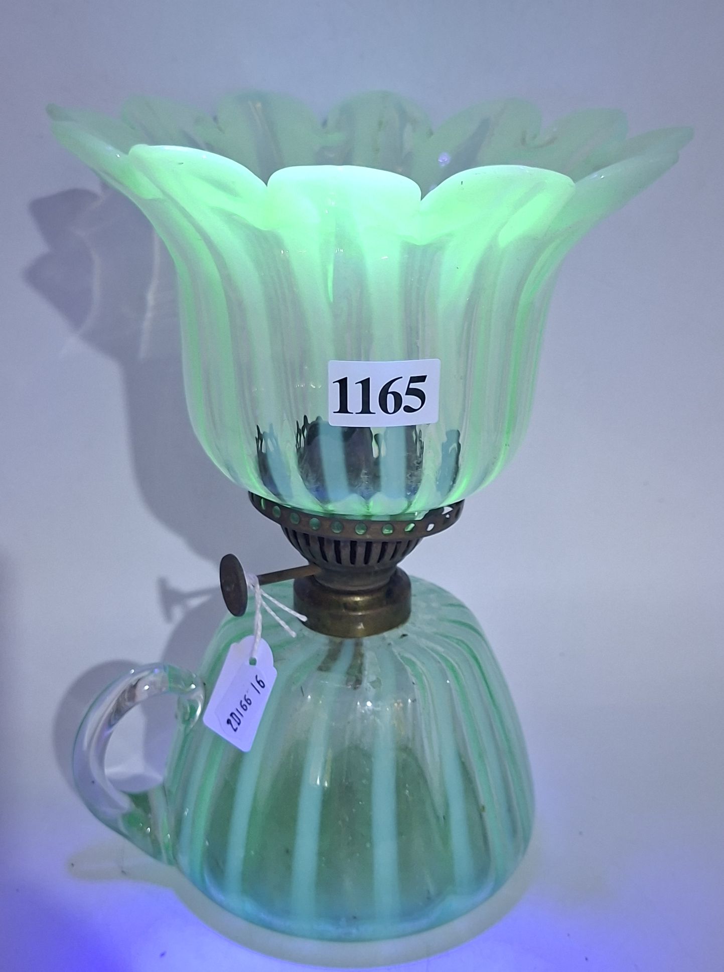 Victorian Vaseline Uranium Glass Lamp