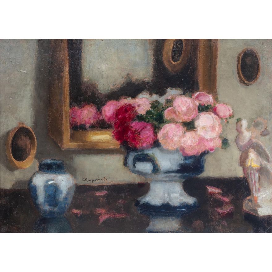Alfons Karpiński | Martwa natura z różami i porcelaną
