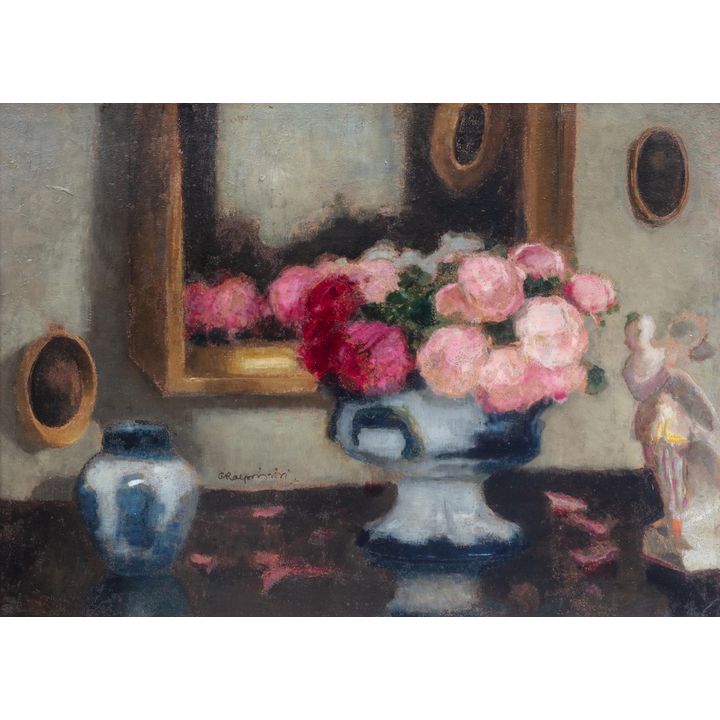 Alfons Karpiński | Martwa natura z różami i porcelaną