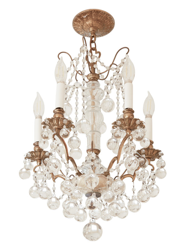 A French Gilt Bronze and Cut Glass Five-Light Chandelier 