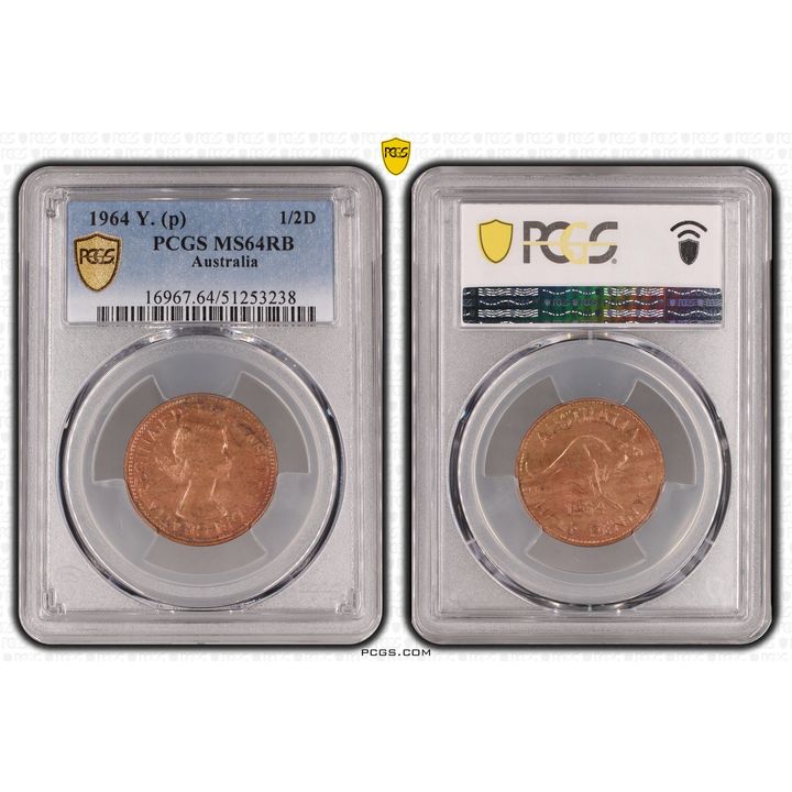 Elizabeth II, Half Penny, 1964, PCGS MS64RB