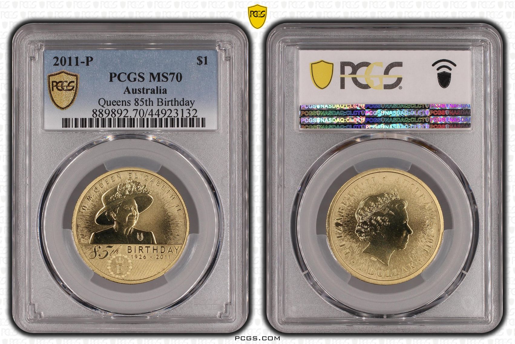 201 · 2011-P Australia One Dollar, $1 Queens 85th Birthday PCGS - MS70 POP 1/0 -132