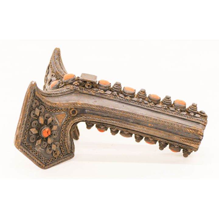 Tibetan 18th Cent. Silver and Coral Dagger Handle