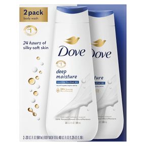 DOVE BODY WASH DEEP MOISTURE 1 COUNT FOR DRY SKIN MOISTURIZING SKIN CLEANSER WITH 24HR RENEWING MICROMOISTURE NOURISHES THE DRIEST