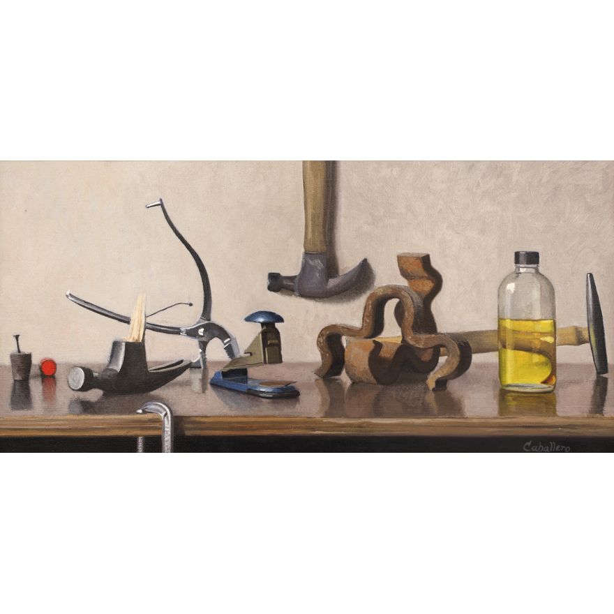 Caballero ''Tool Still Life'' Oil Painting Framed 17''x31''