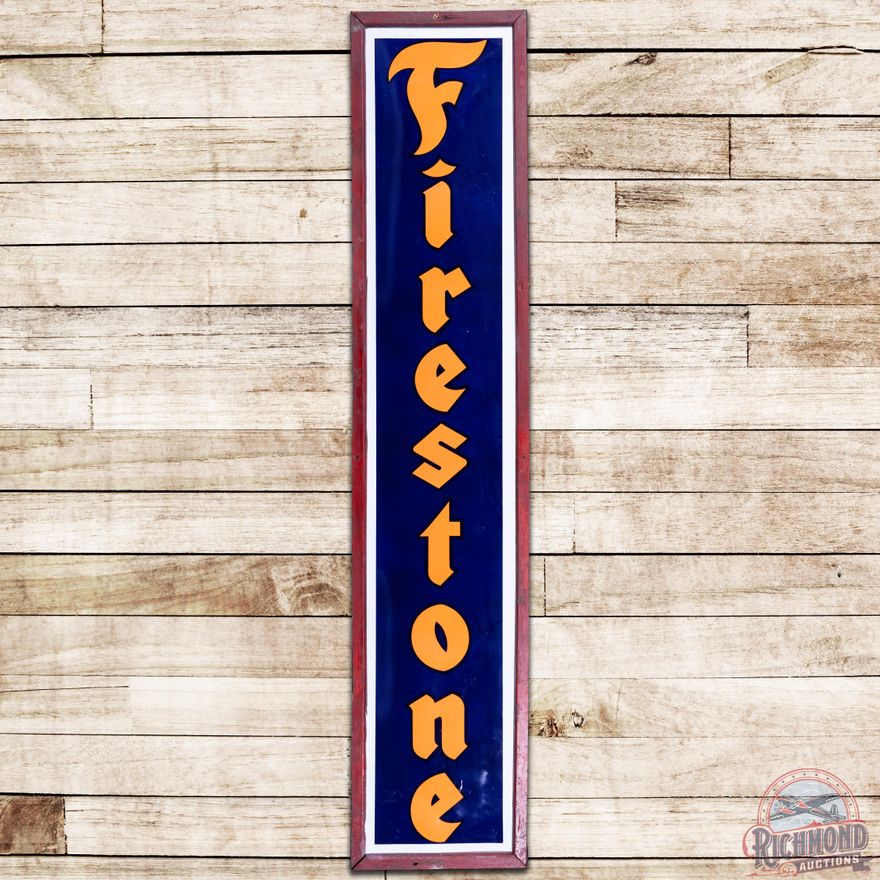 8' Firestone Tires SSP Vertical Sign & Wood Frame - 9C