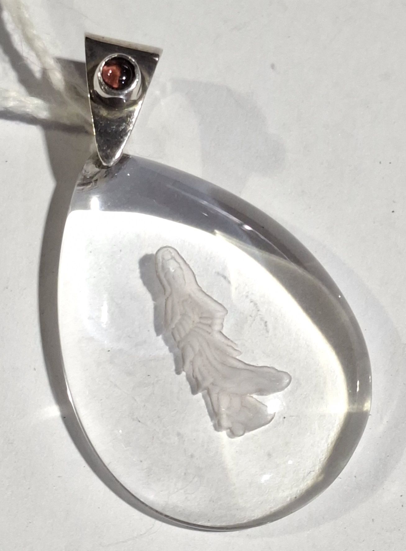 STERLING SILVER INTAGLIO QUARTZ PENDANT