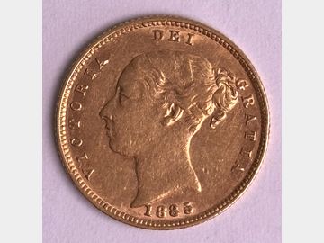 1885 VICTORIA YOUNG HEAD GOLD HALF SOVEREIGN