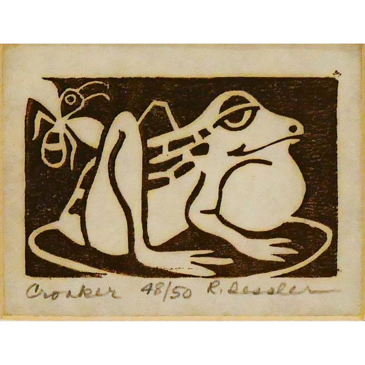 Richard Sessler ''Croaker'' (Frog) Signed Block Print