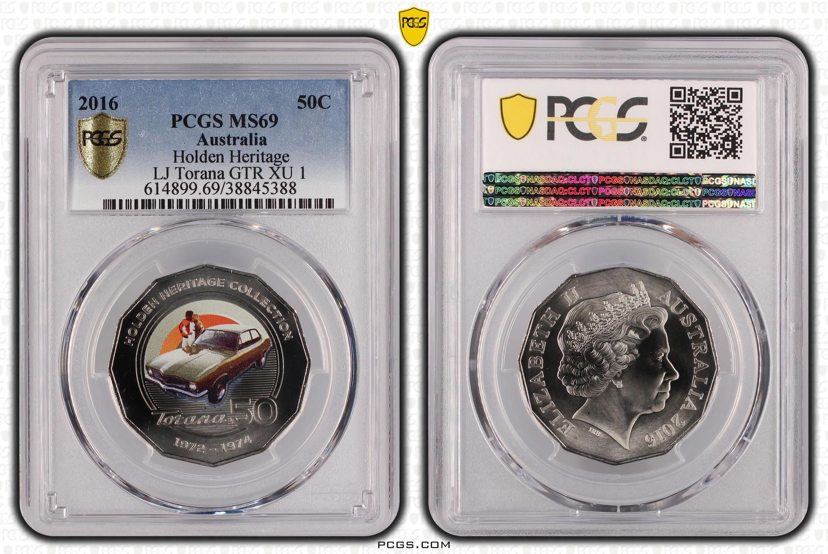 2016 Australia Fifty Cent, 50c Holden Heritage - LJ Torana GTR XU 1 PCGS - MS69 -388
