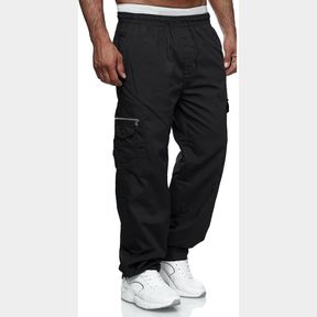 PIDOGYM MEN'S CASUAL CARGO PANTS RELAXED FIT UTILITY WORK PANT MEN JOGGER SWEATPANTS DRAWSTRING WITH POCKETS BLACK 2XL